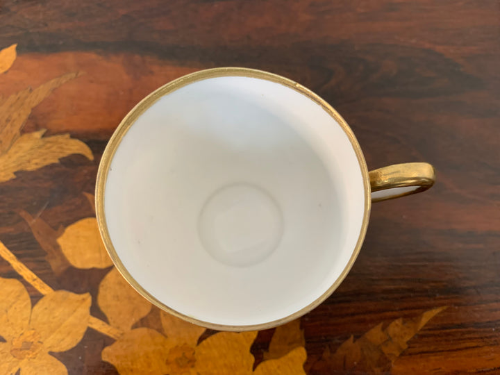 オールドノリタケ初期のマルキ印作品　ピンクローズのブルームのカップ＆ソーサー