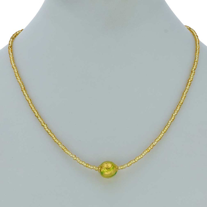 ベネチアングラス　ネックレス　ムラーノ　ロイヤル  ブラック　ボールネックレス