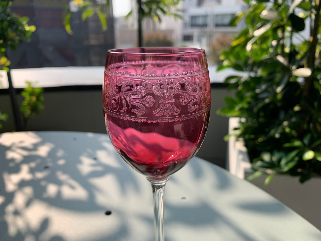 オールドバカラ　メディシス　ワイングラス　アメジスト（レッド）クリスタル