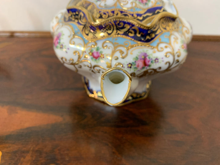 オールドノリタケ　ピンクローズとコバルト金彩お一人様ティーセット