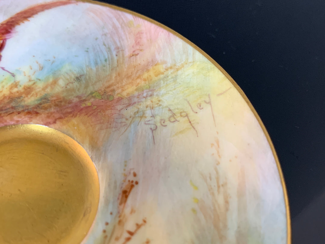 ロイヤルウースター　雉（キンケイチョウ）のカップ＆ソーサー　セドリー作