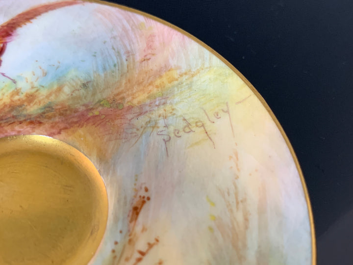 ロイヤルウースター　雉（キンケイチョウ）のカップ＆ソーサー　セドリー作