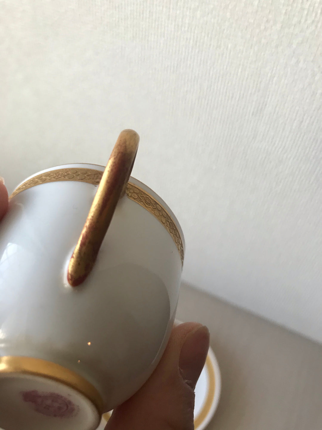 アンティーク　ロイヤルウースター　白　金メッキ　デミタスカップとソーサー