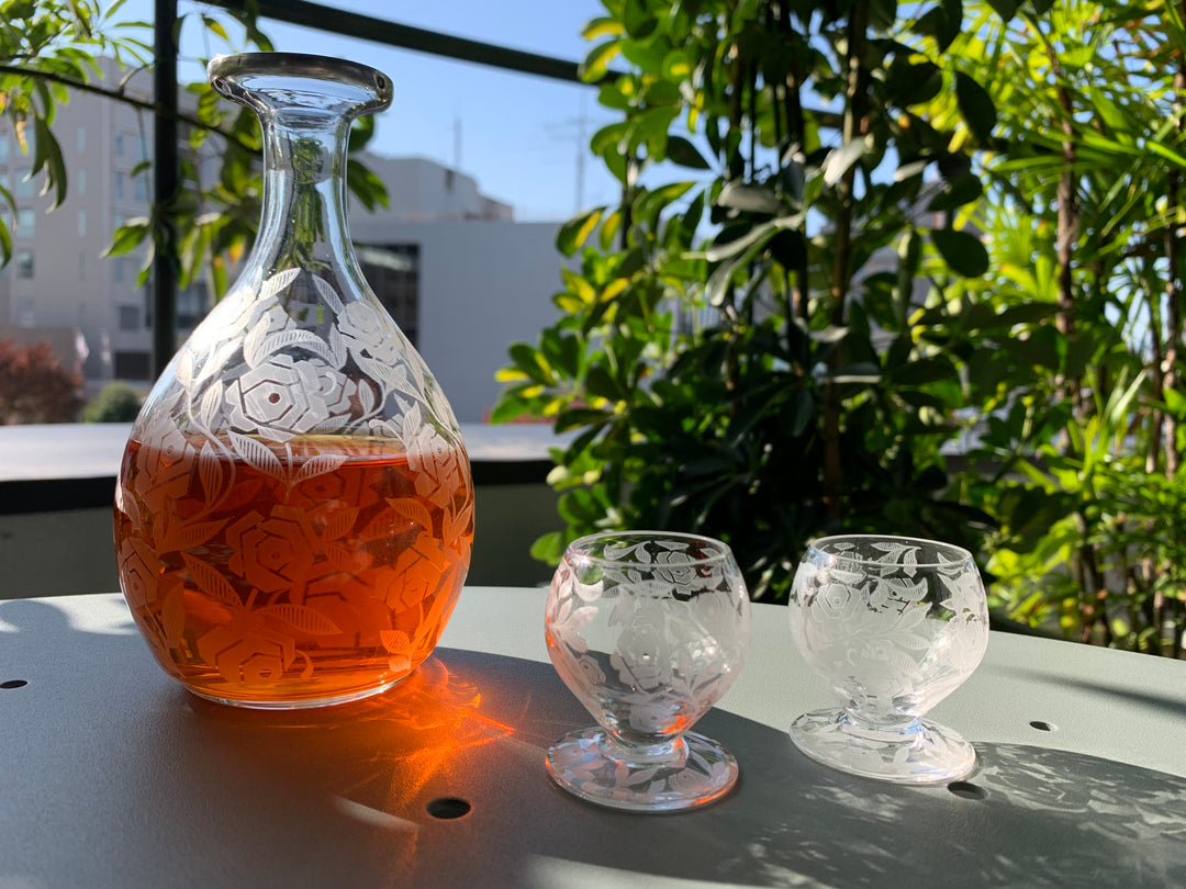 オールドバカラ　フォントネー『薔薇』極小のショットグラス２個とデカンタセット