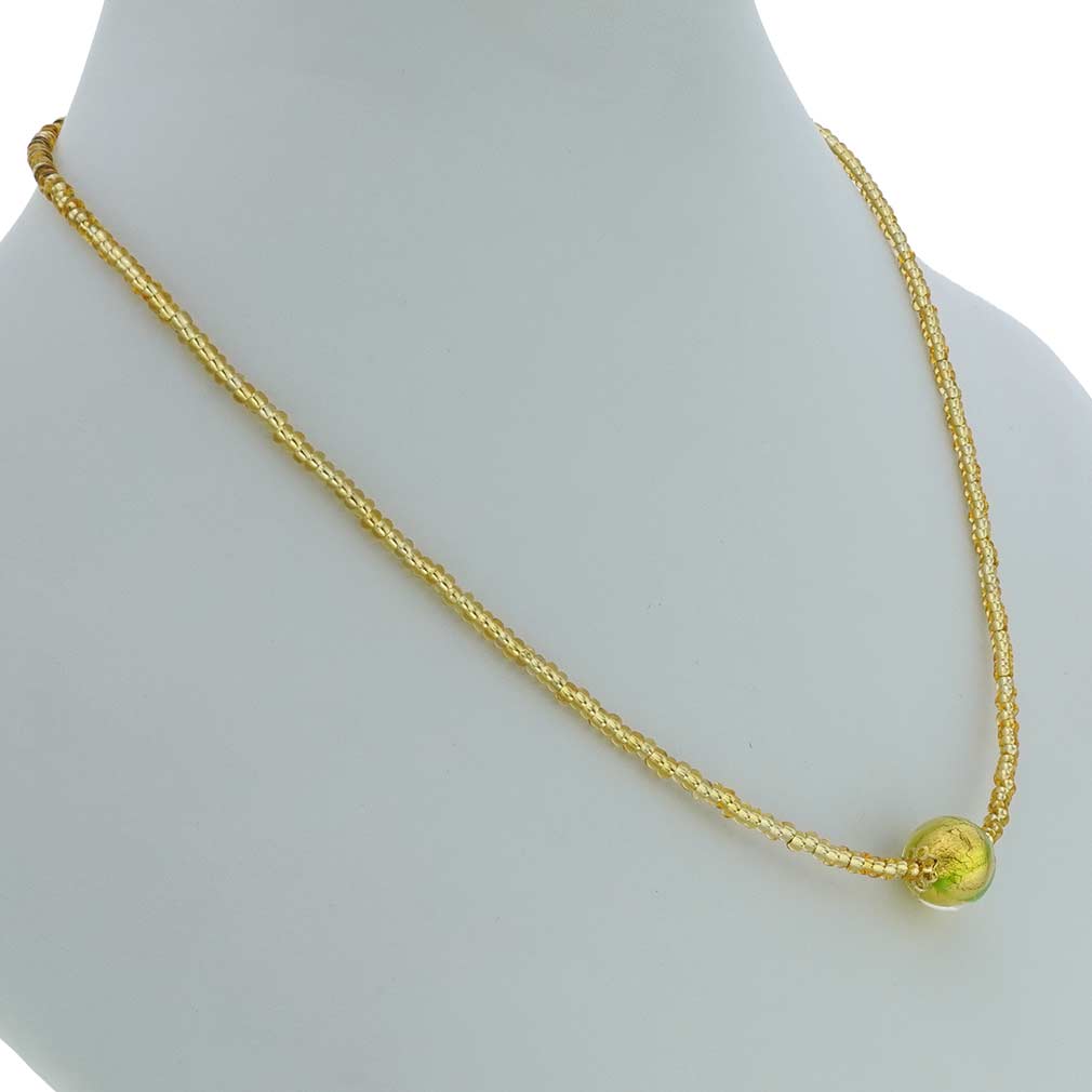 ベネチアングラス　ネックレス　ムラーノ　ロイヤル  ブラック　ボールネックレス