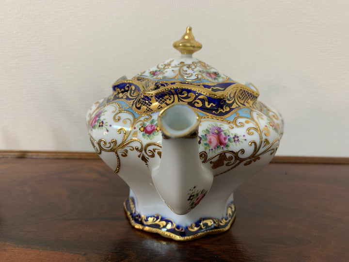 オールドノリタケ　ピンクローズとコバルト金彩お一人様ティーセット