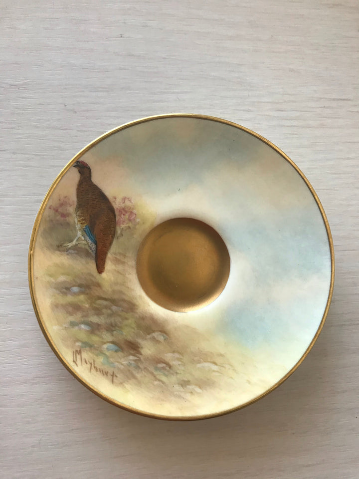 ロイヤルウースター　ウズラが描かれたデミタスカップ&ソーサー