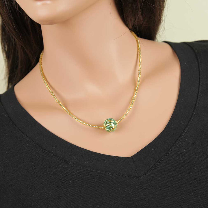 ベネチアングラス　ネックレス　ムラーノ　ロイヤル アクア ボールネックレス