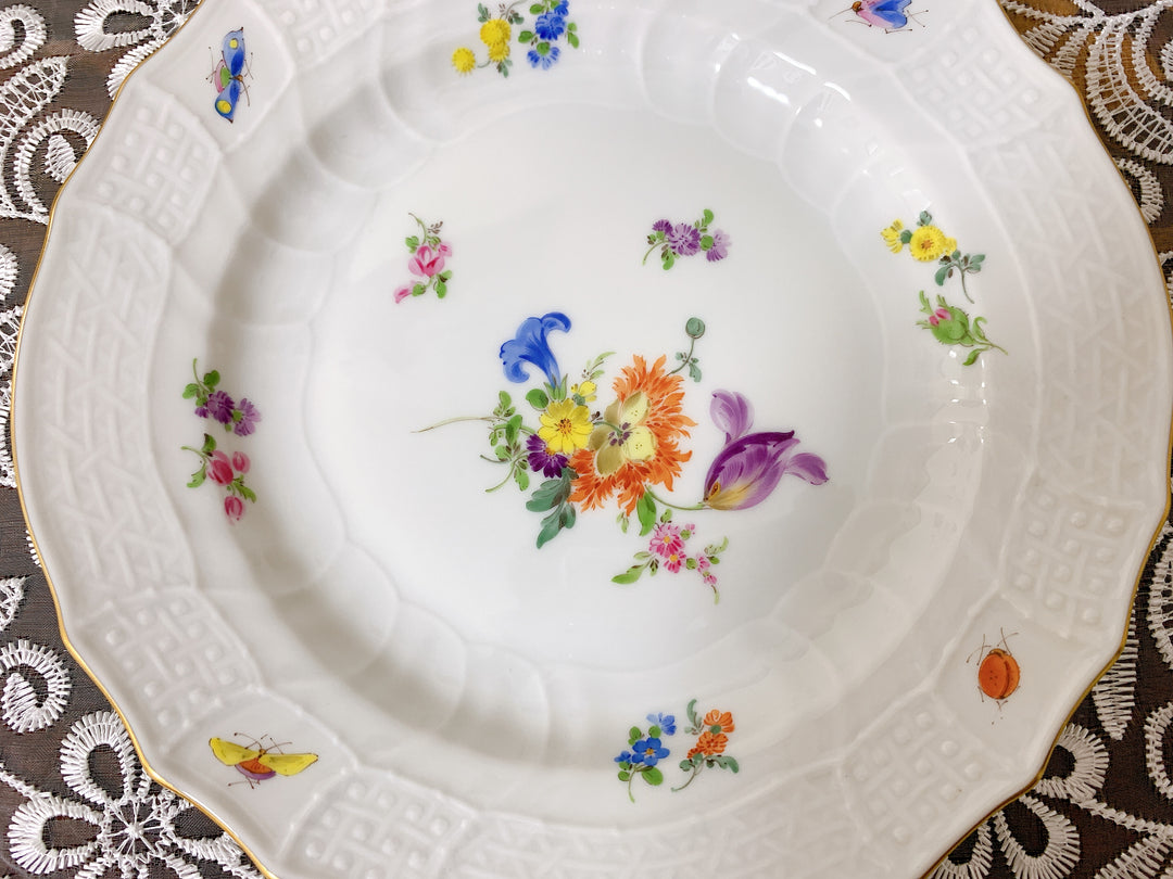 マイセン フラワーブーケ 昆虫 5つ花 デザートプレート2