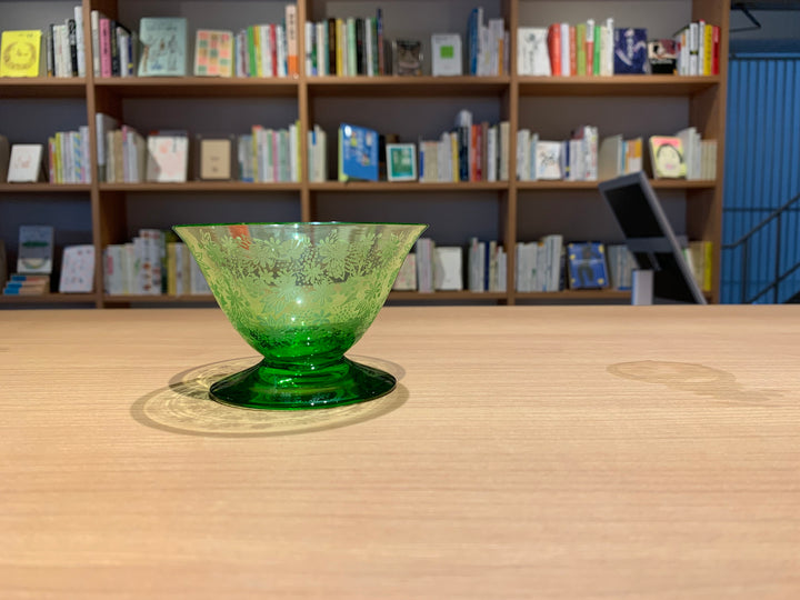 オールドバカラ　エリザベート　グリーンのコンポートクープグラス