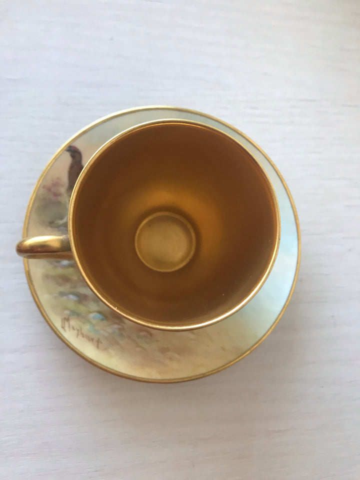 ロイヤルウースター　ウズラが描かれたデミタスカップ&ソーサー