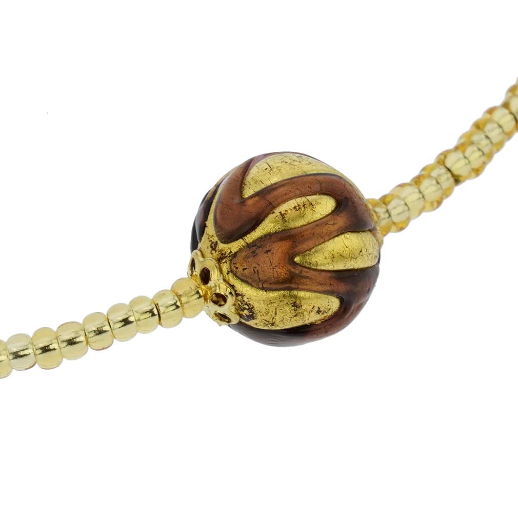 ベネチアングラス　ネックレス　ムラーノ　ロイヤル  パープル　ボールネックレス