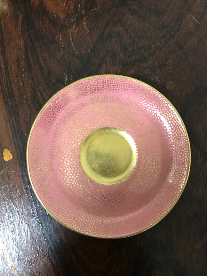 コールポート　ピンクモザイクとゴールドのデミタス　カップ＆ソーサー　1750年製