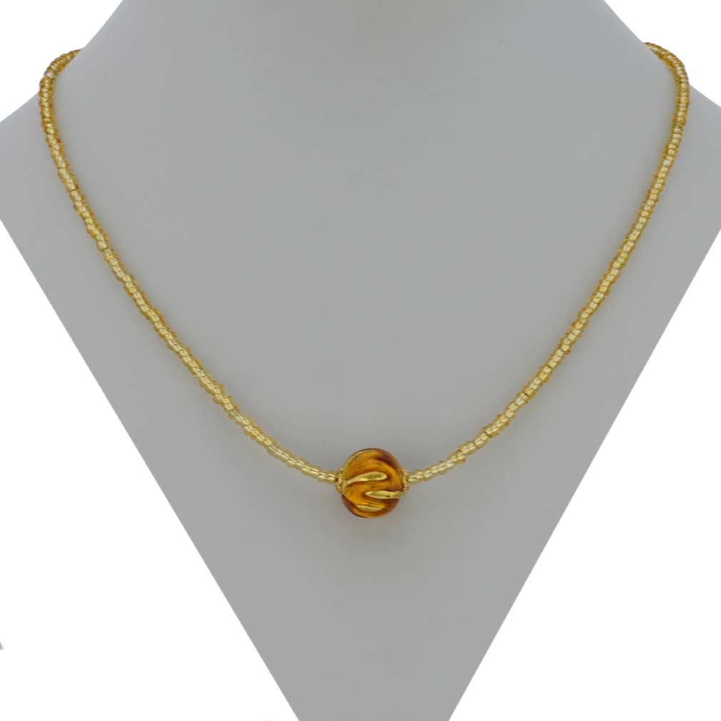 ベネチアングラス　ネックレス　ムラーノ　ロイヤル  ブラック　ボールネックレス