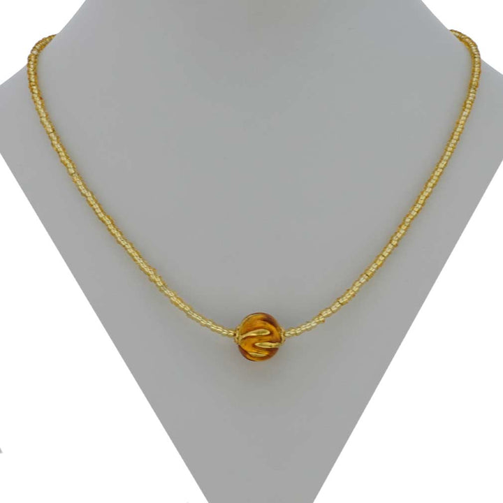 ベネチアングラス　ネックレス　ムラーノ　ロイヤル  ブラック　ボールネックレス