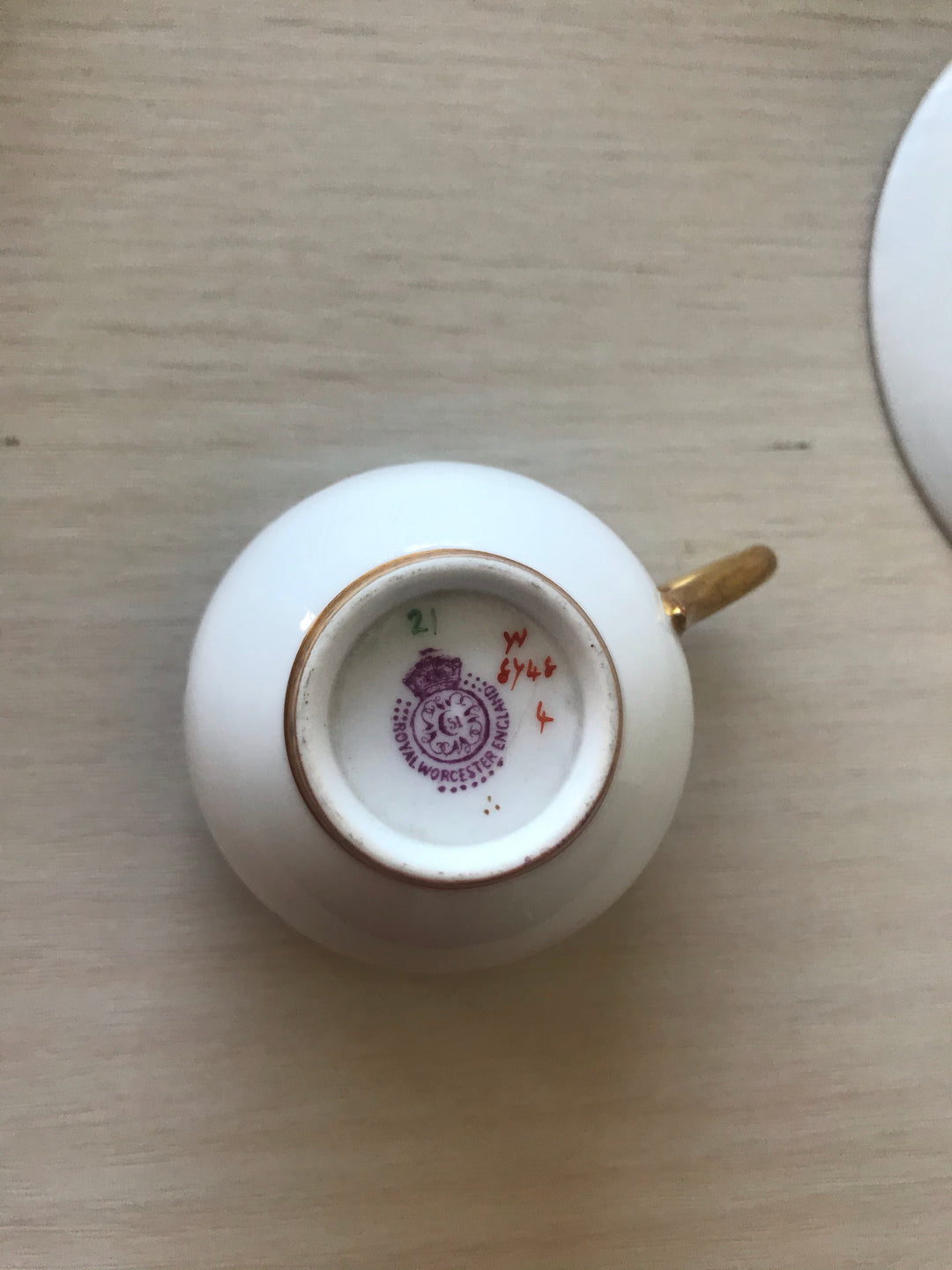 ミニチュア　ロイヤルウースター　コバルトブルーとピンクローズのカップとソーサー　1910年