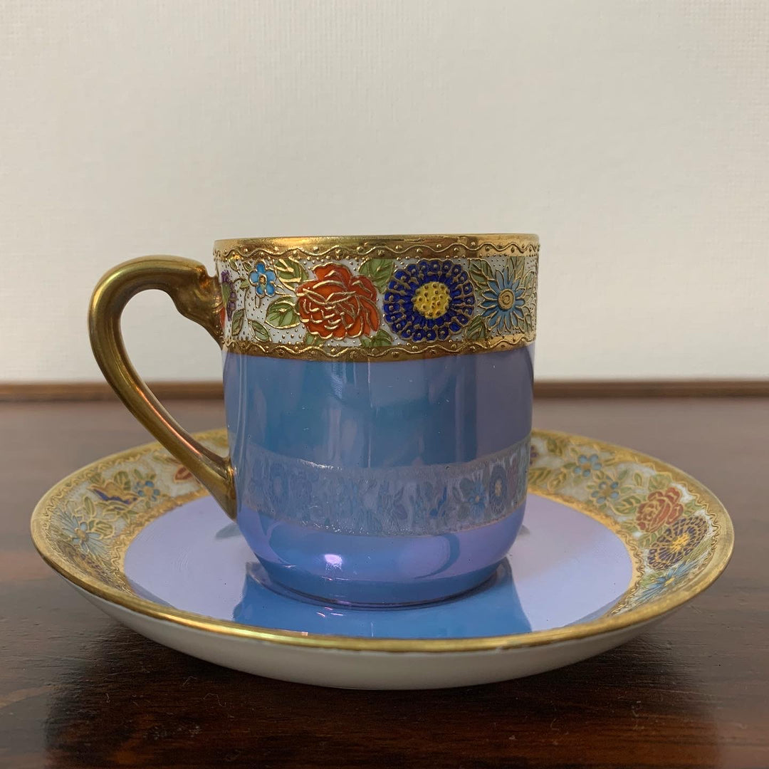 残り1セット　オールドノリタケ　ラスター技法が使われたアールヌーボー様式デミタスカップ