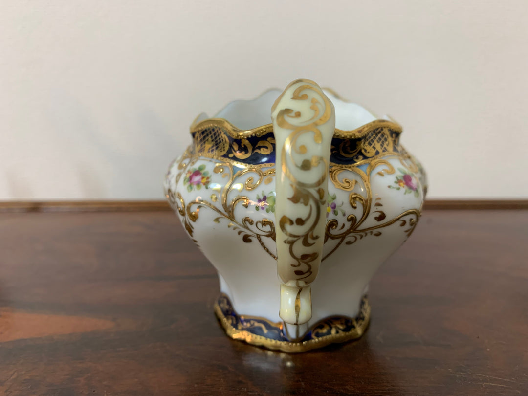 オールドノリタケ　ピンクローズとコバルト金彩お一人様ティーセット