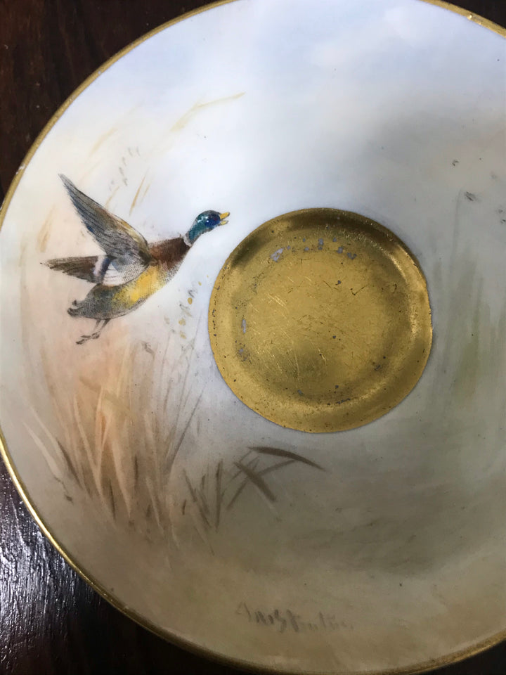 イギリス製ロイヤルウースター　マガモが描かれたデミタスカップ＆ソーサー