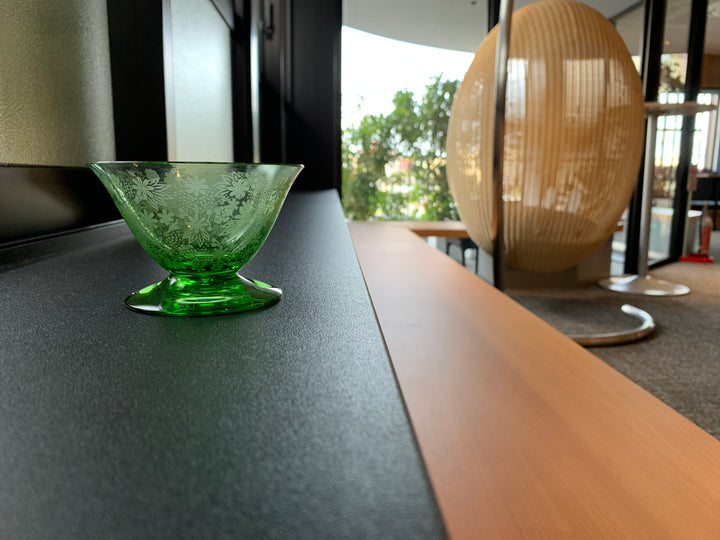 オールドバカラ　エリザベート　グリーンのコンポートクープグラス