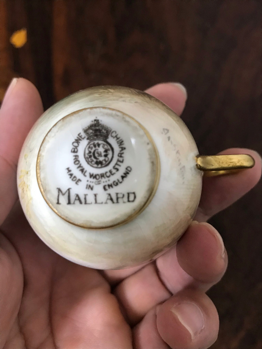 イギリス製ロイヤルウースター　マガモが描かれたデミタスカップ＆ソーサー