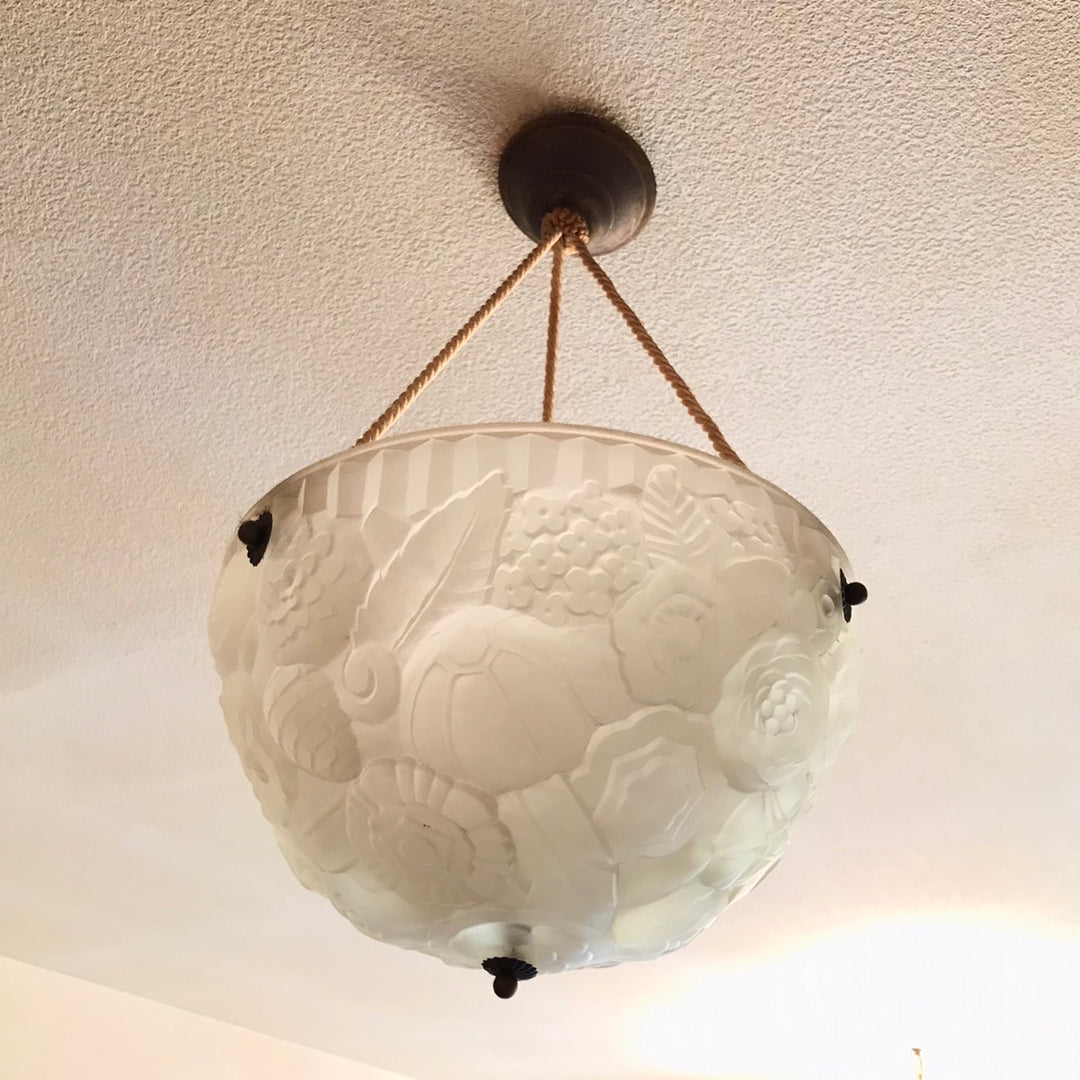 フランス製　アールデコ時代の幾何学模様のペンダントライト