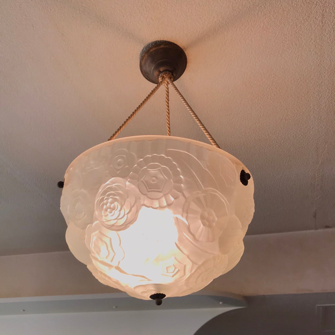 フランス製　アールデコ時代の幾何学模様のペンダントライト