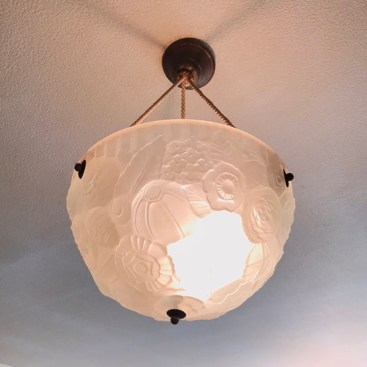 フランス製　アールデコ時代の幾何学模様のペンダントライト