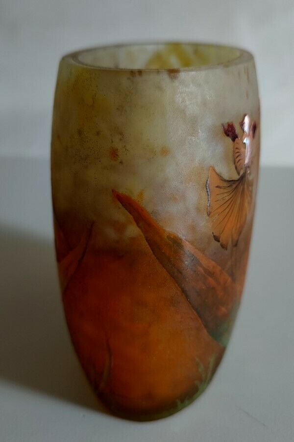 ドーム兄弟(Daum Nancy) オレンジ 楕円形の花瓶 – アンティーク