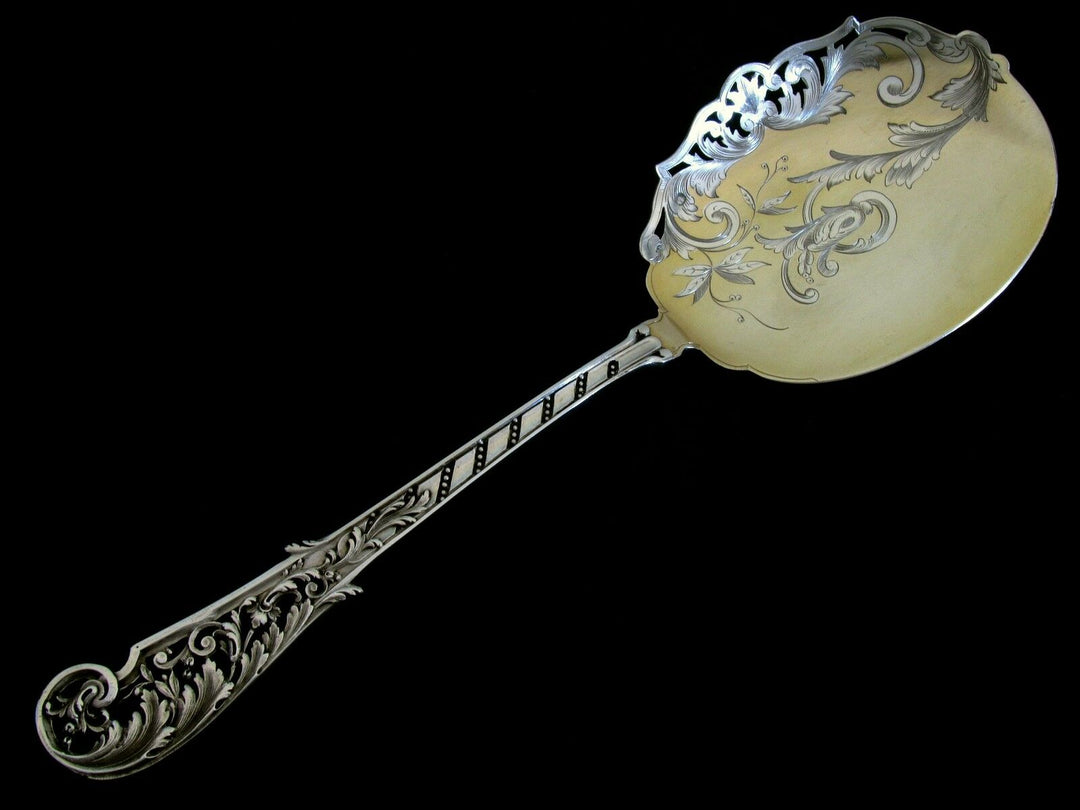 Soufflot Top French Sterling Silver 18k Gold Ice Cream Set 2 pc w/box Rococo
