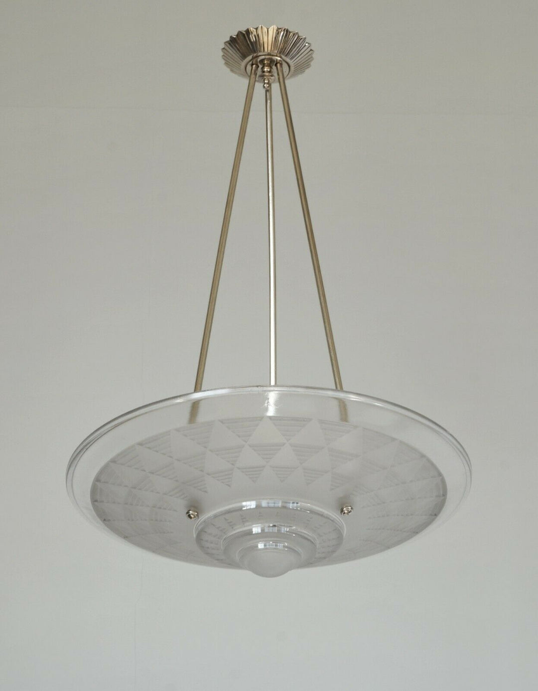 PETITOT : large French 1930 art deco pendant #1 ... chandelier muller era France