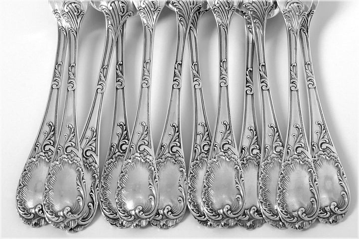 Puiforcat Fabulous French Sterling Silver Dinner Flatware Set 12 pc Rococo