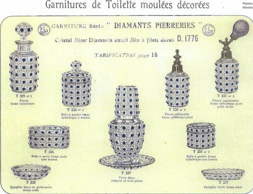 BACCARAT –1 Ancien Flacon en Cristal Massif modèle Diamants Pierreries Bleues