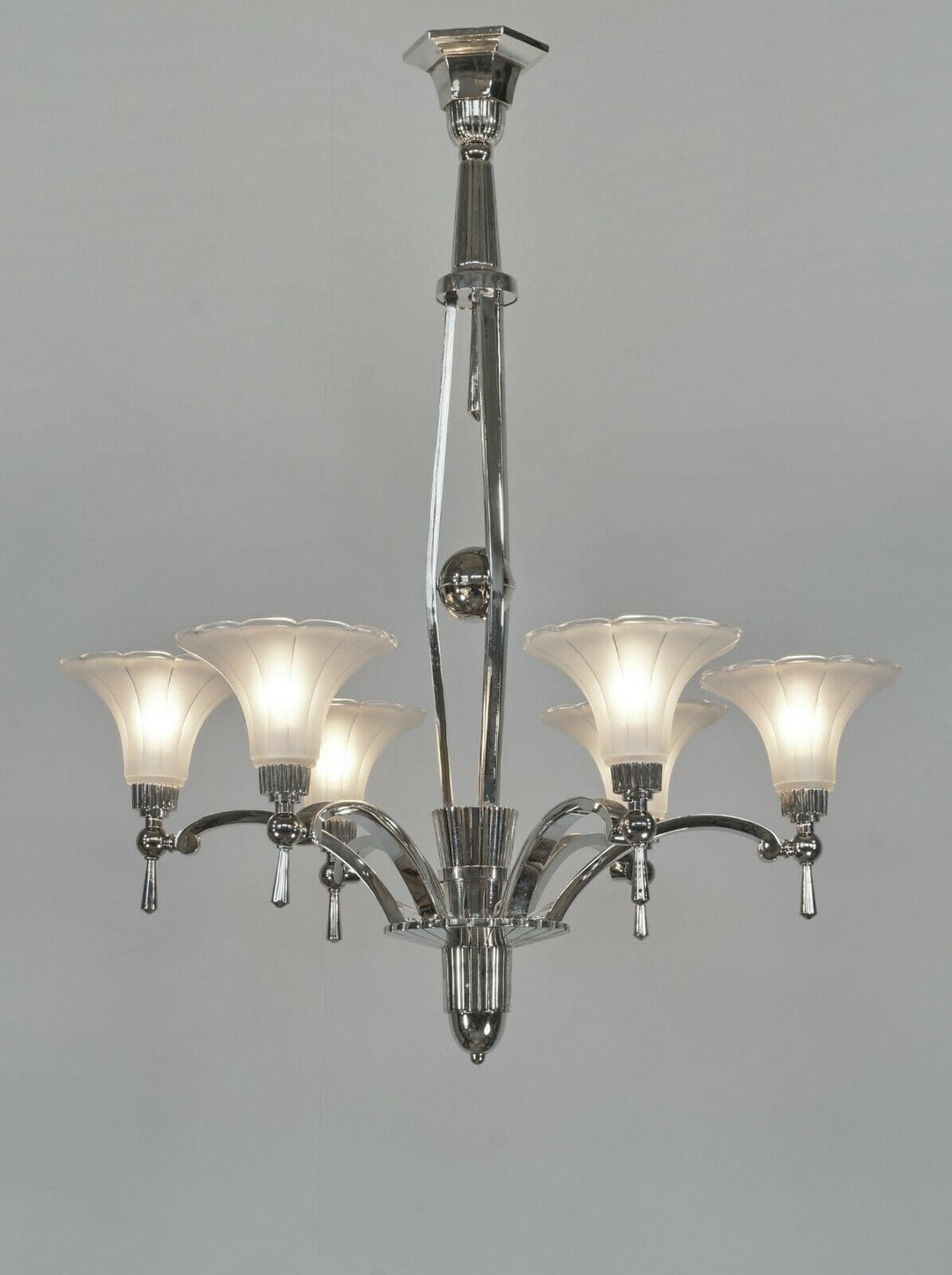 H.PETITOT : FRENCH 1930 ART DECO CHANDELIER ............. Muller frères France
