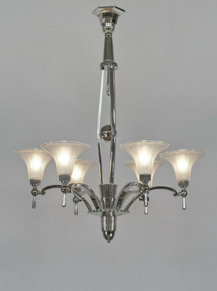 H.PETITOT : FRENCH 1930 ART DECO CHANDELIER ............. Muller frères France