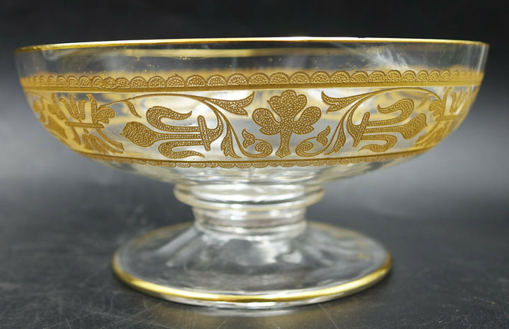 French Baccarat Covered Candy Bowl & Plate Gold Encrusted Fleur De Lys 1907