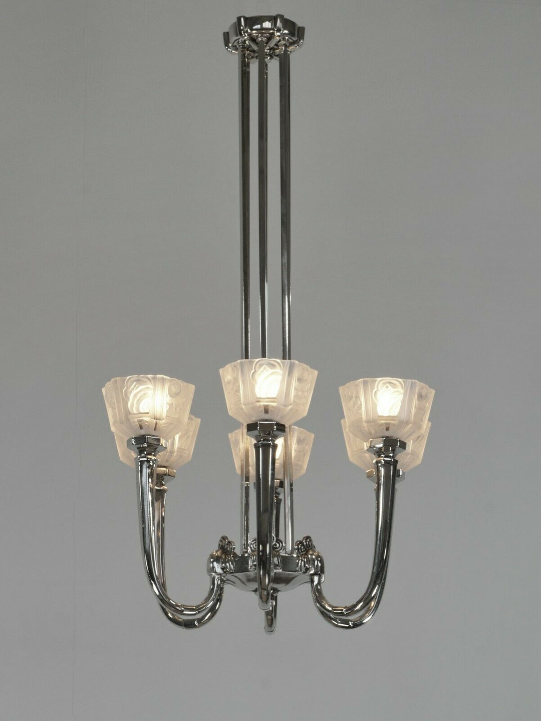 GM BORETTI : FRENCH 1930 ART DECO CHANDELIER . lamp muller degue daum era France