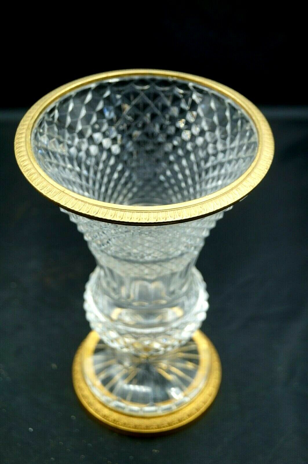 SUPERBE VASE MEDICIS CRISTAL et CERCLAGE BRONZE Baccarat - St.Louis !