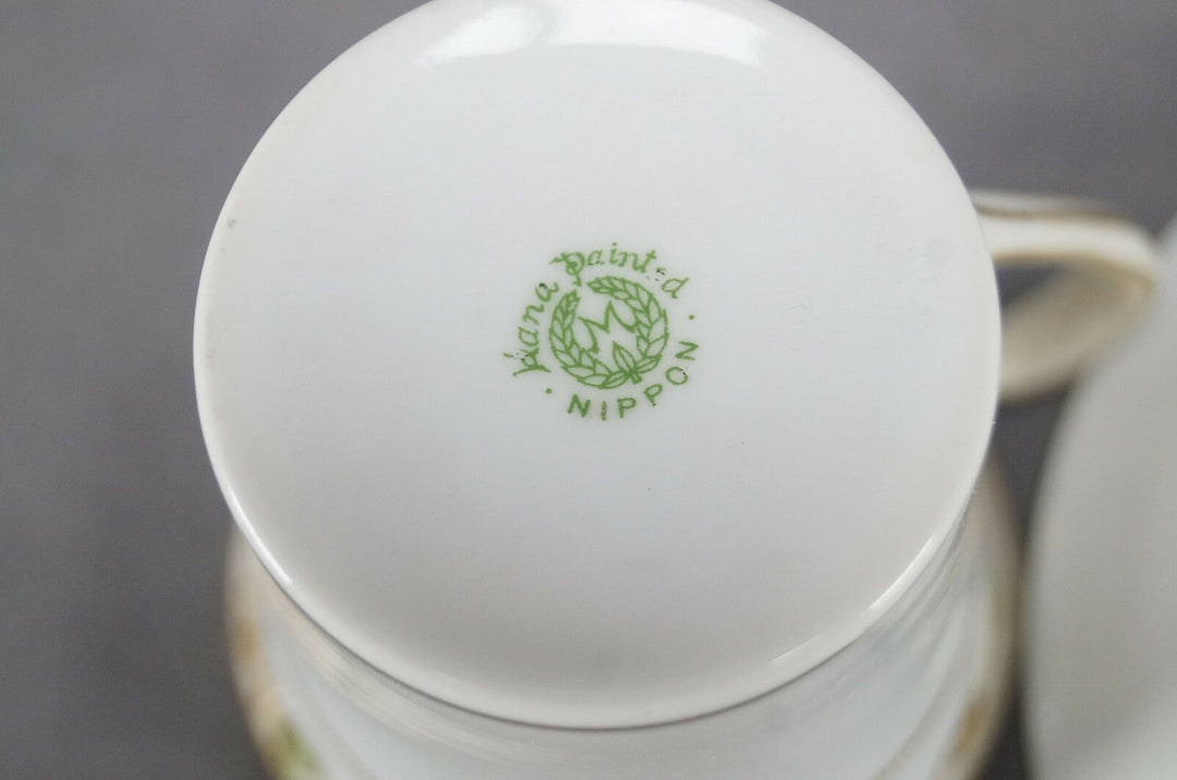 Nippon Morimura HP Orange Poppy Flowers & Gold Moriage Chocolate Cup & Saucer C