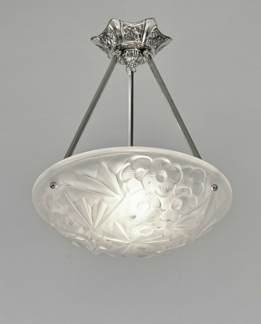 HUBENS & DEGUÉ : FRENCH 1930 ART DECO CHANDELIER .. pendant 1925 lamp muller era