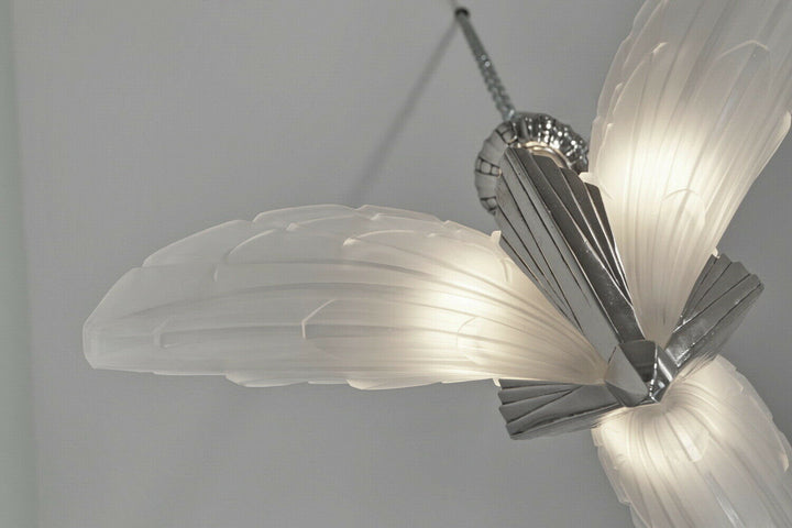 EJG : 1930 FRENCH ART DECO CHANDELIER ..... bronze lamp lampe muller era degue