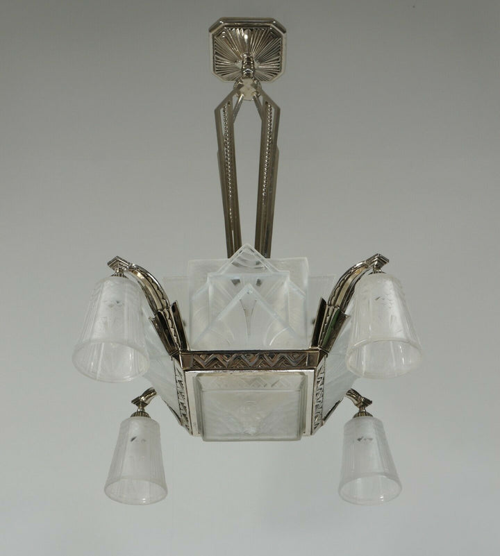 H.PETITOT & Muller frères : FRENCH 1930 ART DECO CHANDELIER ........... France