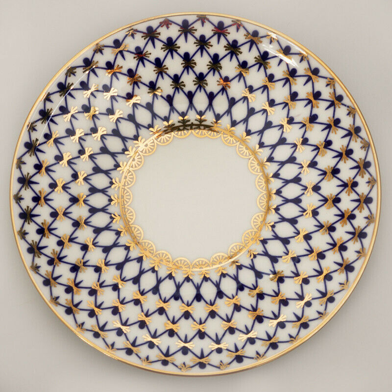 Dandelion Cobalt Net Coffee Cup & Saucer Imperial Porcelain Lomonosov Bone China