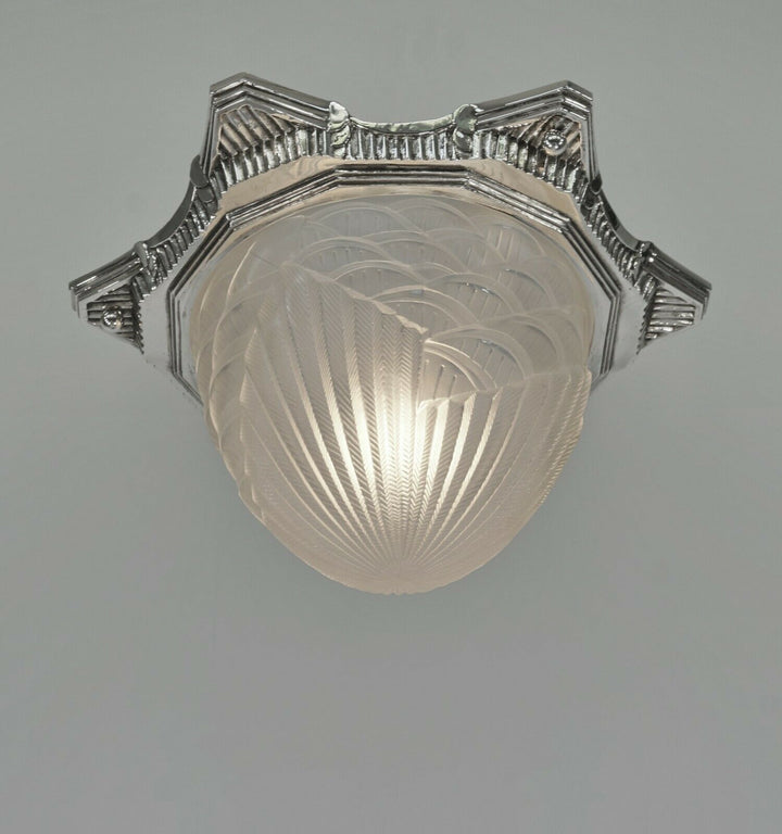 SCHNEIDER : FRENCH 1930 ART DECO FLUSH MOUNT pair available ........ lamp France