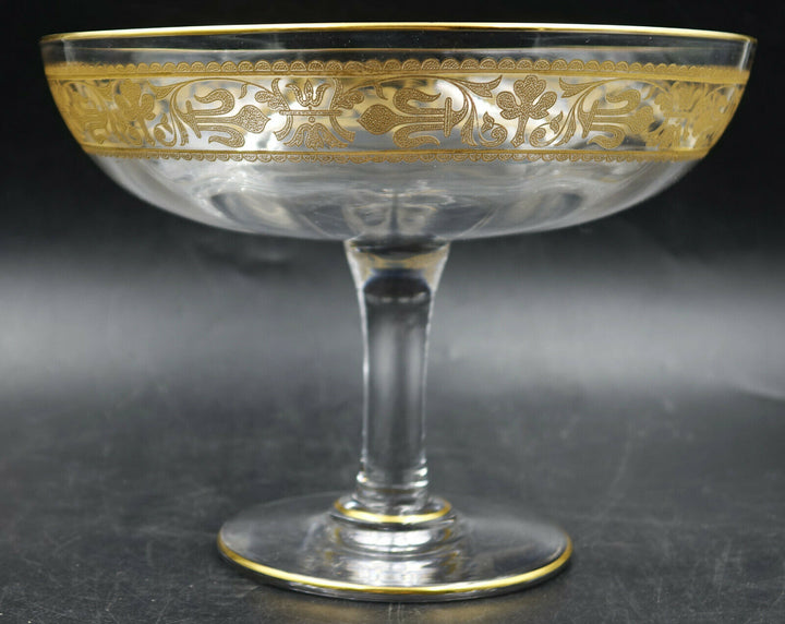 French Baccarat Crystal Fruit Stand Centerpiece Gold Encrusted Fleur De Lys 1907