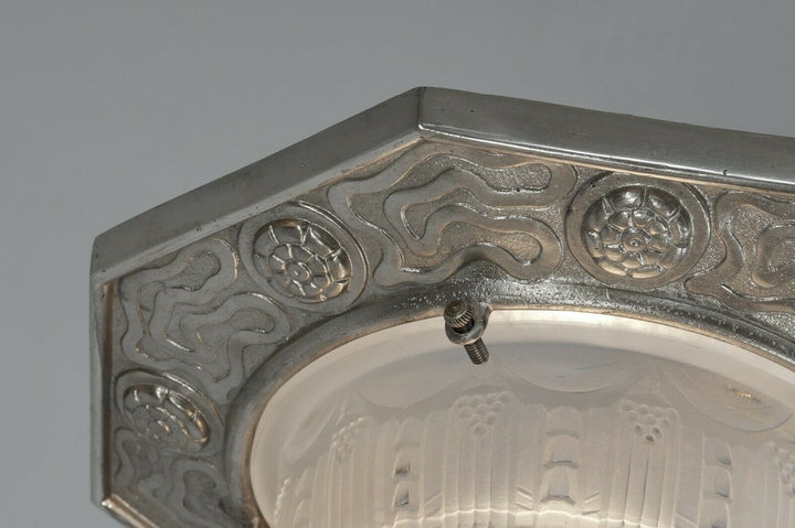 MULLER FRERES & JAMAIN : FRENCH 1930 ART DECO FLUSH MOUNT .......... lamp France