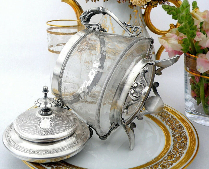Antique French Sterling Silver Fabulous Candy Box with Glass