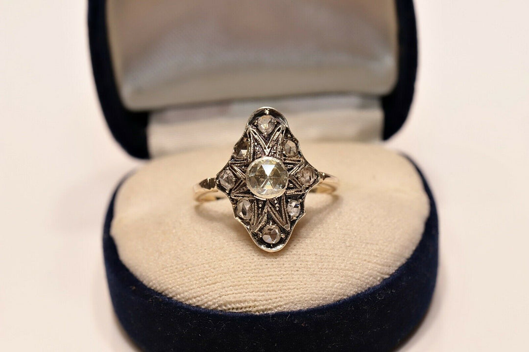 アンティーク オリジナル ヴィクトリアン 14K ナチュラルローズカットダイヤモンドのリング