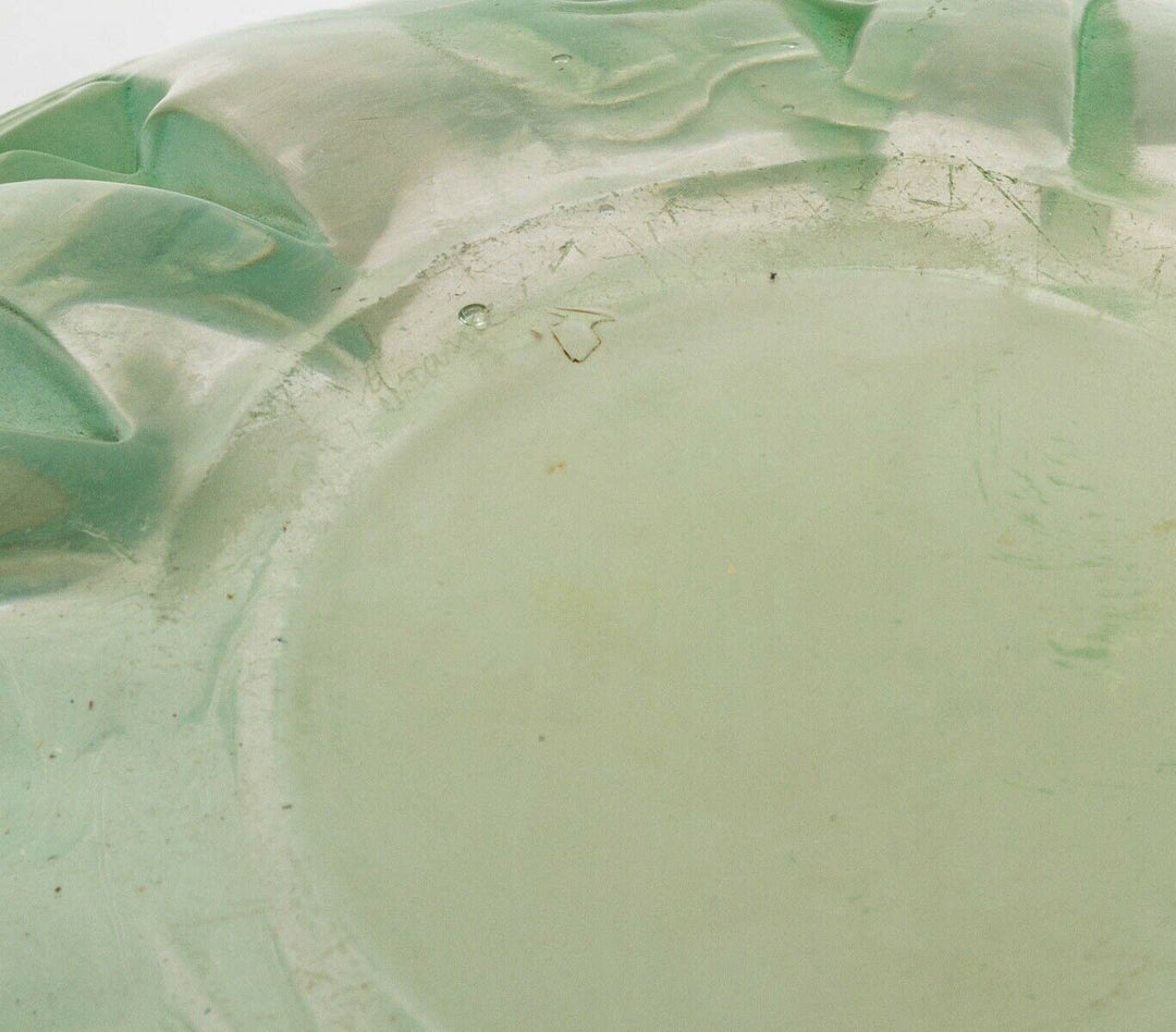 Vase Milan Verre Patine Vert René Lalique R.Lalique Green Stained Glass Leaves
