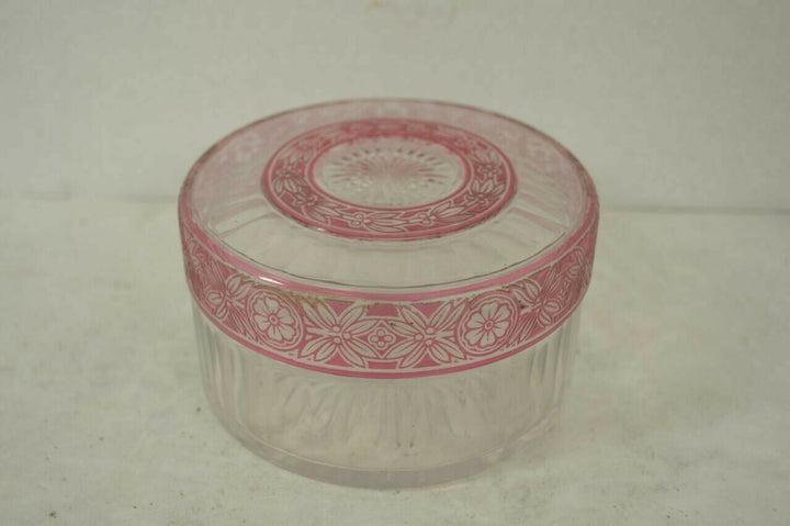 Vintage BACCARAT ART DECO Boîte en verre avec gravé fleurs- afficher le titre d'origine